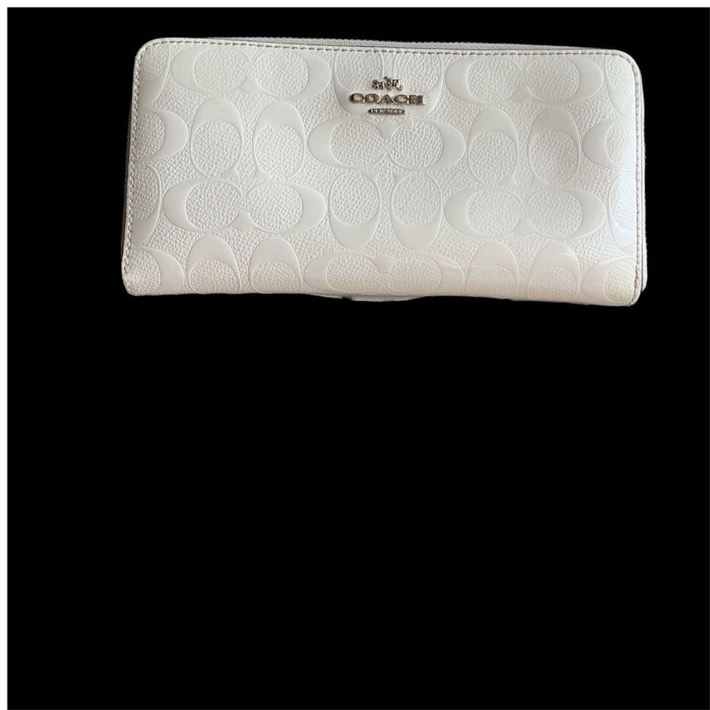 Coach Signature Debosssed Patent Leather Zip Wallet